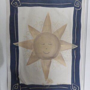 Large Hand Painted Canvas Flag/ Happy Sun